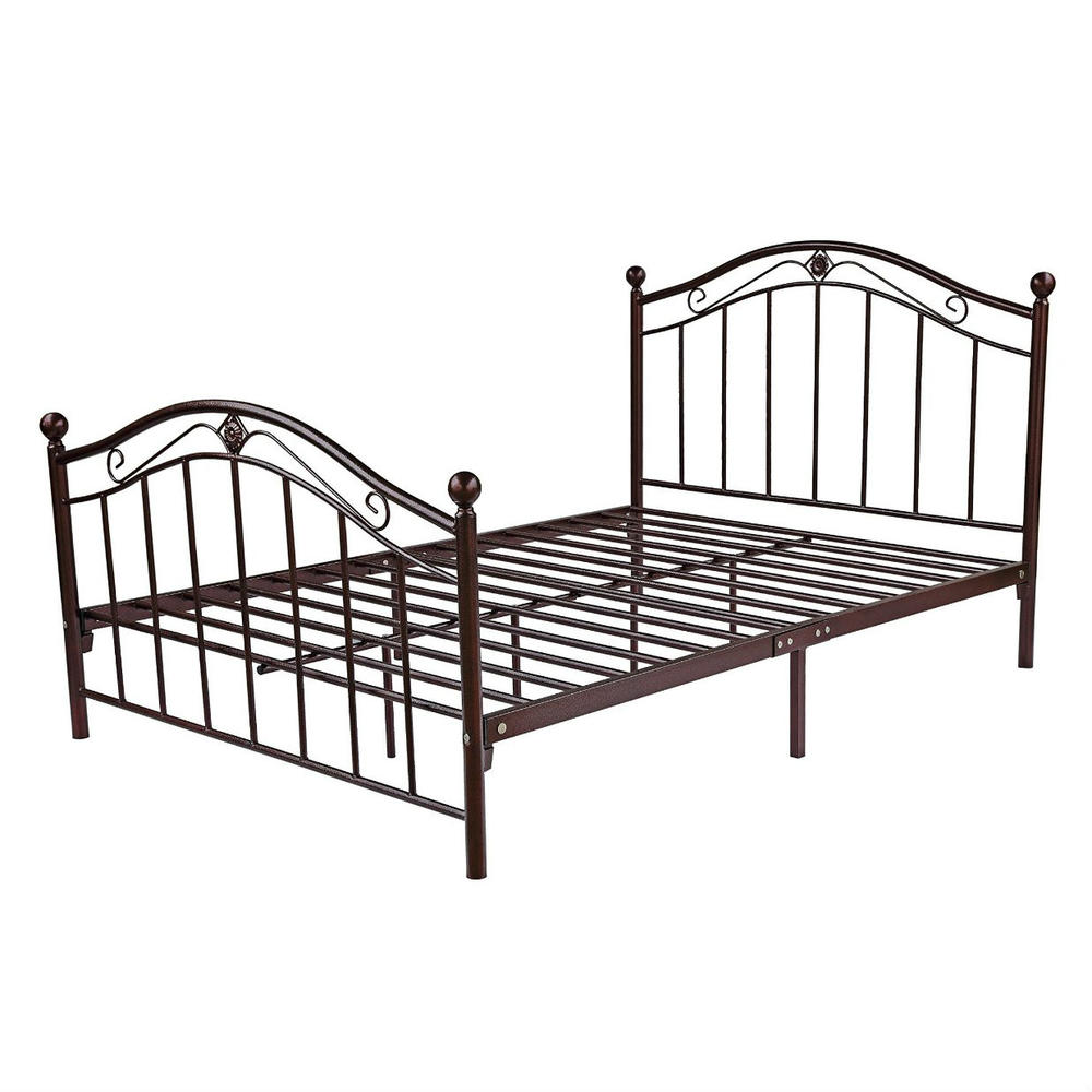 GreenHome123 Bronze Metal Platform Bed Frame with Headboard and Footboard