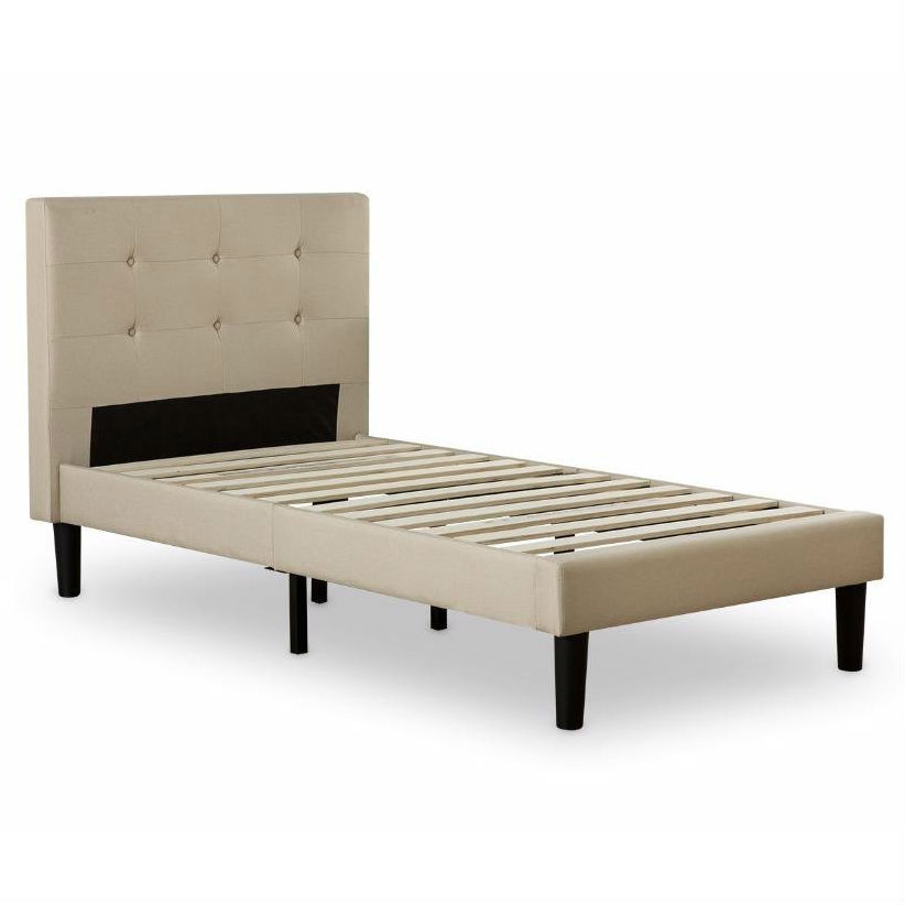 Greenhome123 Taupe Upholstered Platform Bed With Button Tufted Headboard And Wood Slats Full Queen King Greenhome123 Taupe Upholstered Platform Bed With Button Tufted Headboard And Wood Slats Full Queen King
