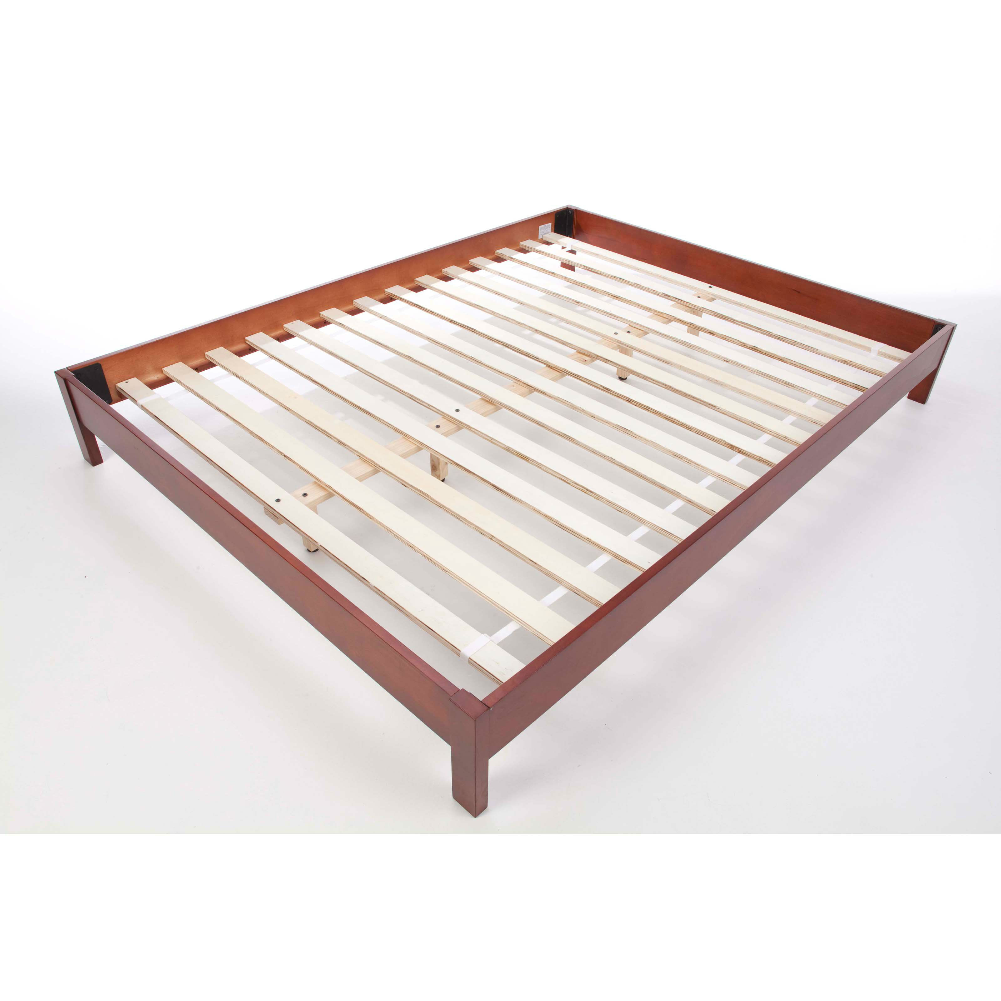 GreenHome123 Eco-Friendly Wooden Platform Bed Frame in Mahogany Wood Finish