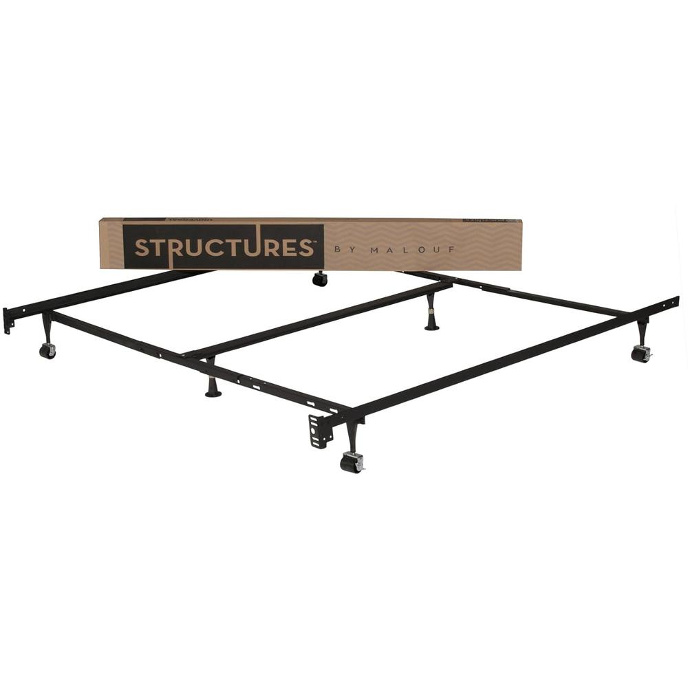 Structure Twin-size Heavy Duty 6-Leg Metal Bed Frame with Rug Rollers