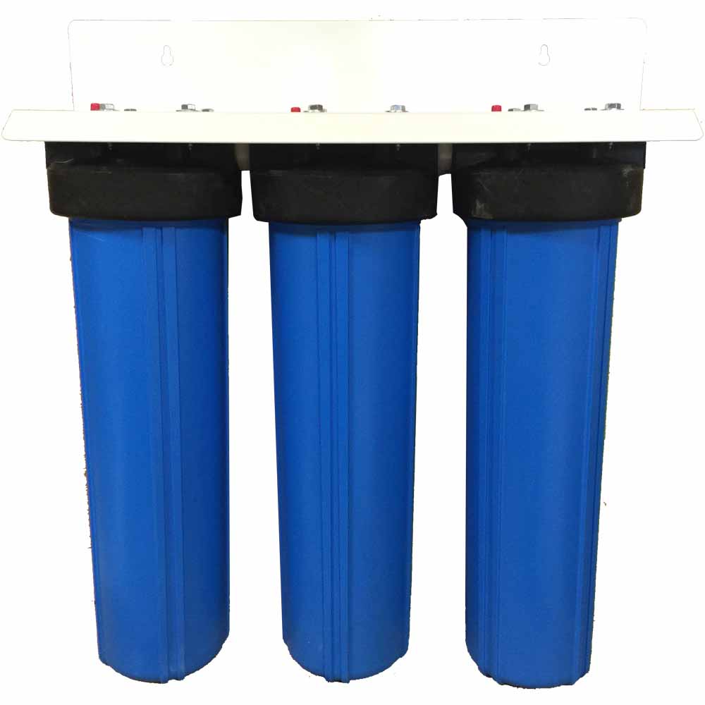 Abundant Flow Water Systems 20-inch 3-stage Big Blue Whole House Filter for Hydrogen Sulfide, Iron, and Low pH, Acidic Water