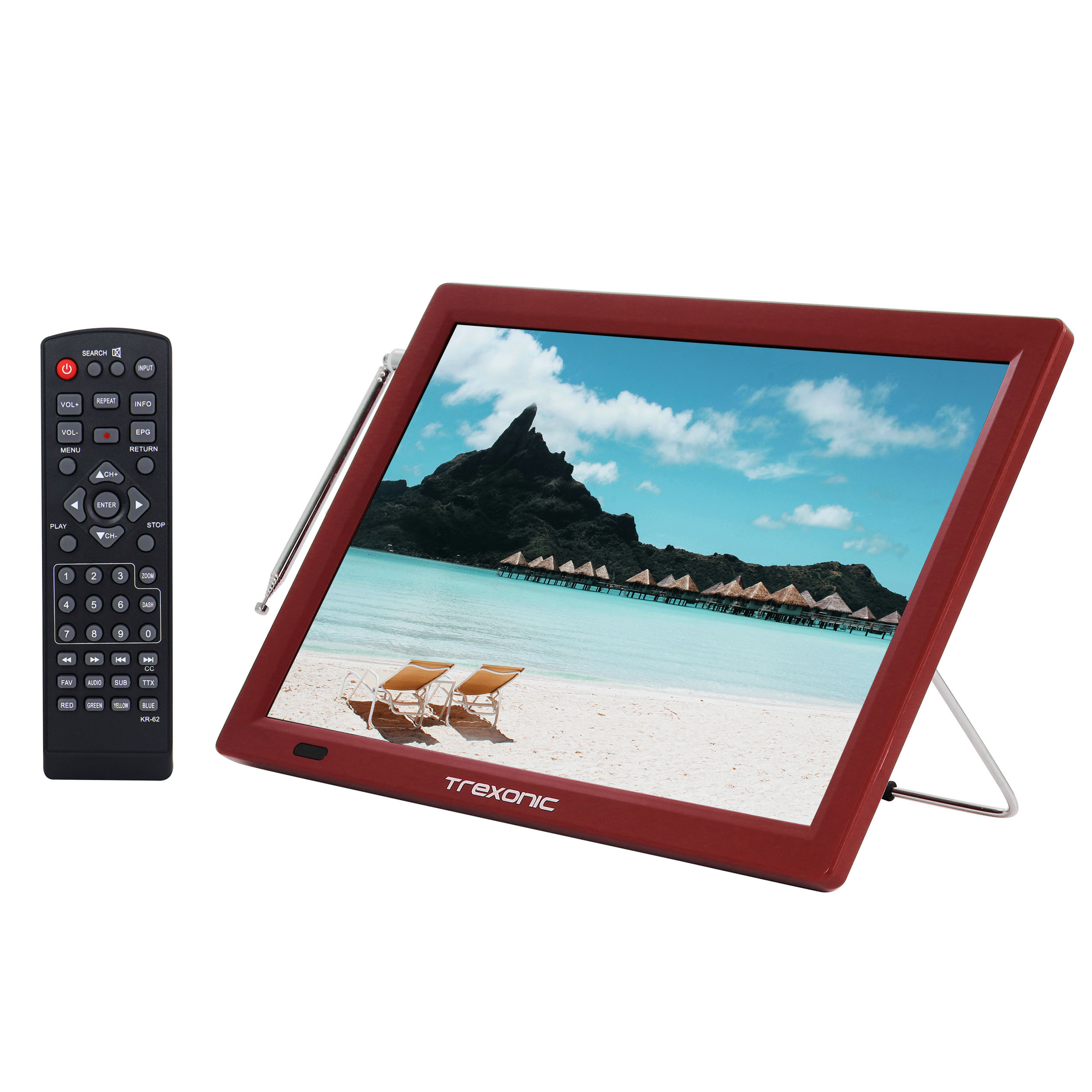 Trexonic Portable Rechargeable 14 Inch LED TV with HDMI SDMMC USB VGA AV InOut and Builtin Digital Tuner