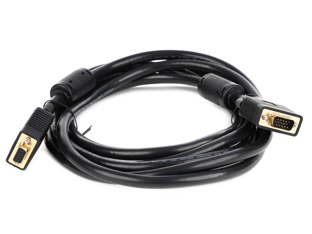 Monoprice Super VGA Cable - 10 Feet - Black | Male to Female Monitor Cable with Ferrite Cores (Gold Plated)