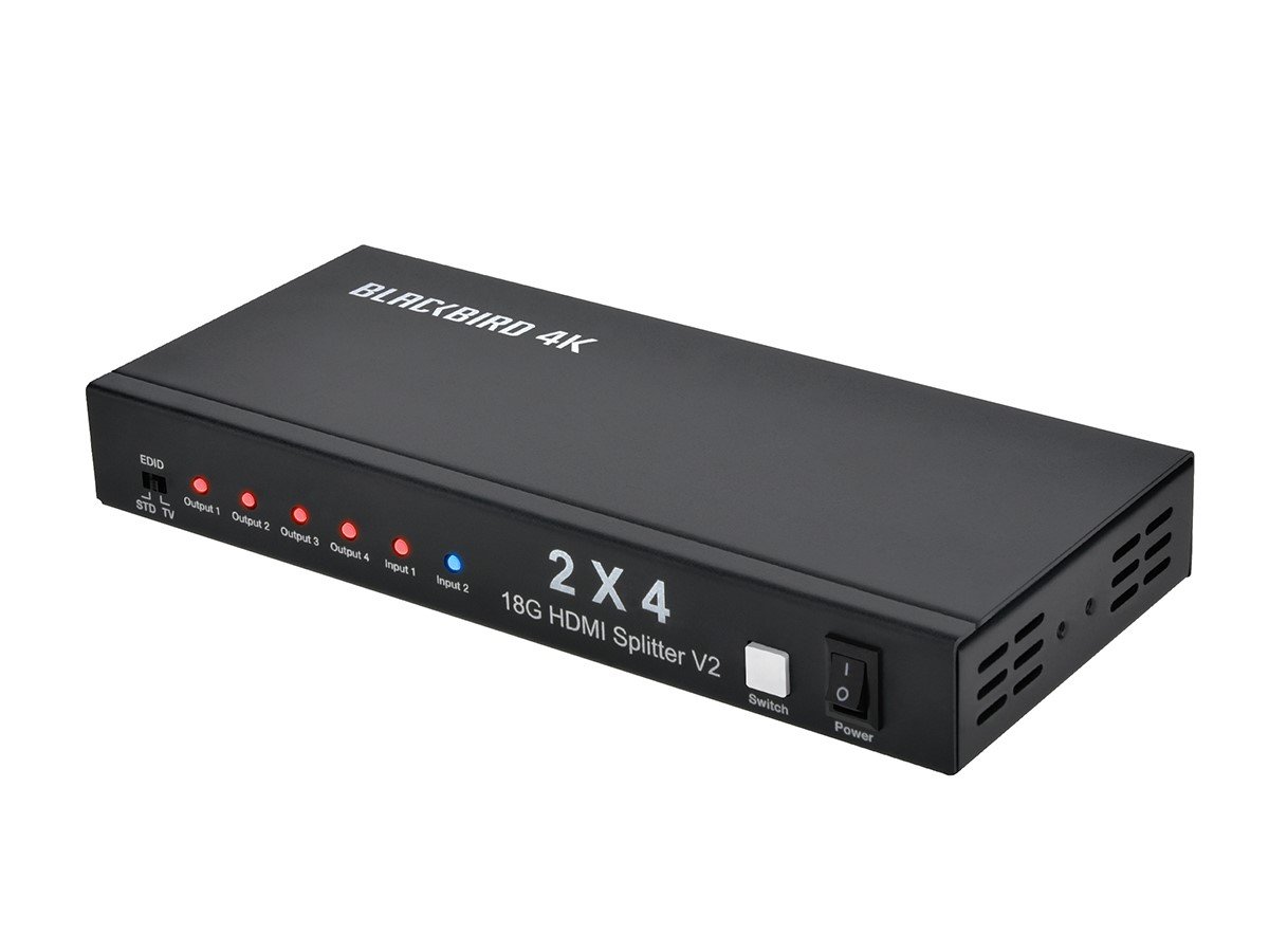 Monoprice 4K HDMI 2x4 Splitter And Switch - Black 4k @ 30Hz, HDCP Compliant