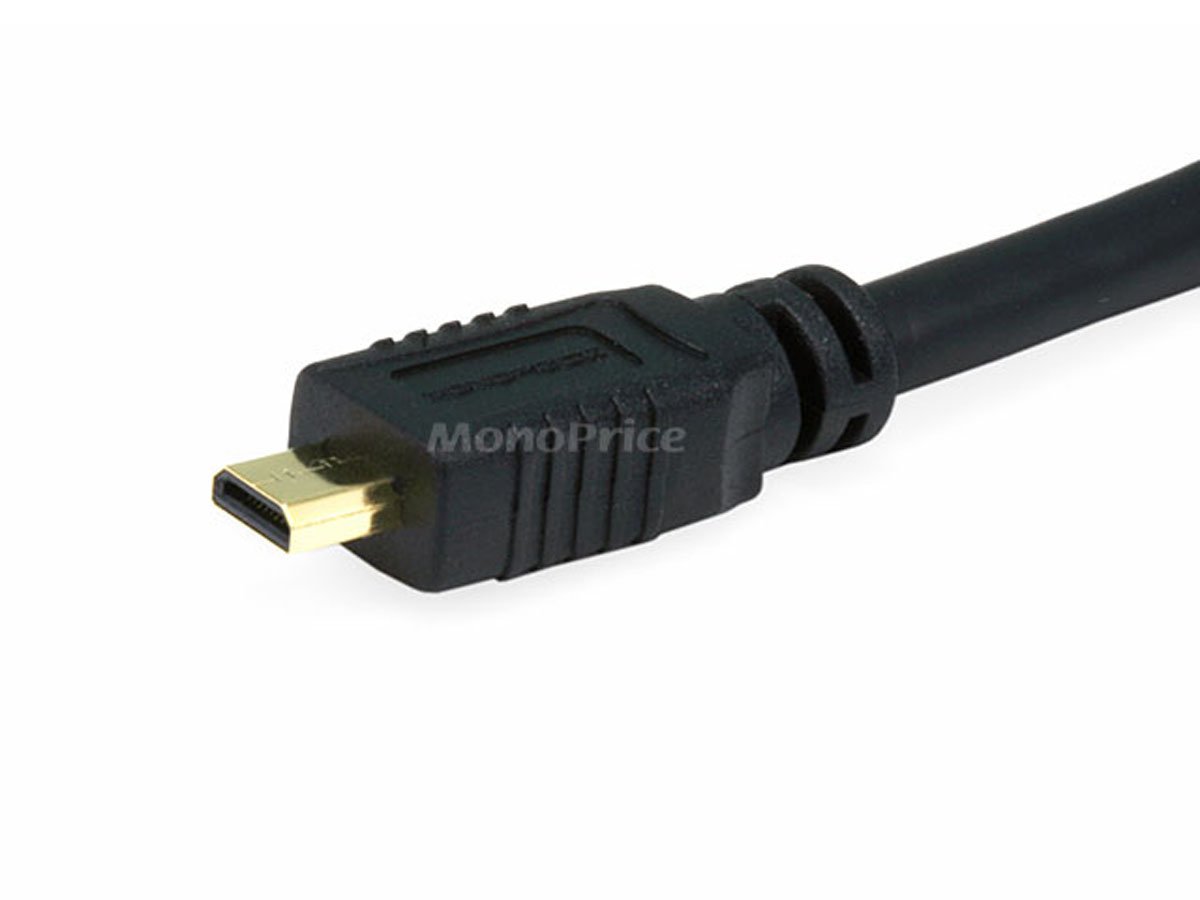 Monoprice High Speed HDMI Cable with HDMI Micro Connector, 3ft, Black, 34AWG