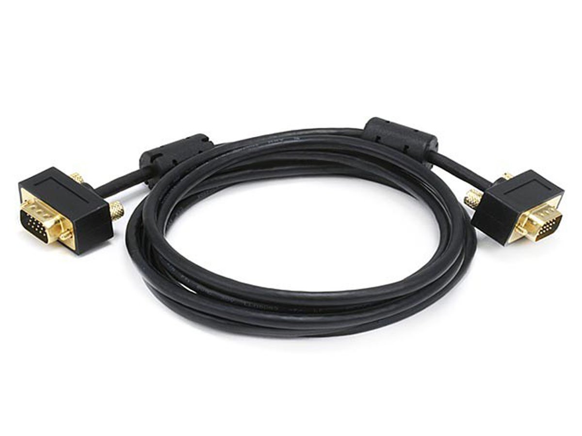 Monoprice Ultra Slim SVGA Super VGA M/M Monitor Cable - 6 Feet With Ferrites | 30/32AWG