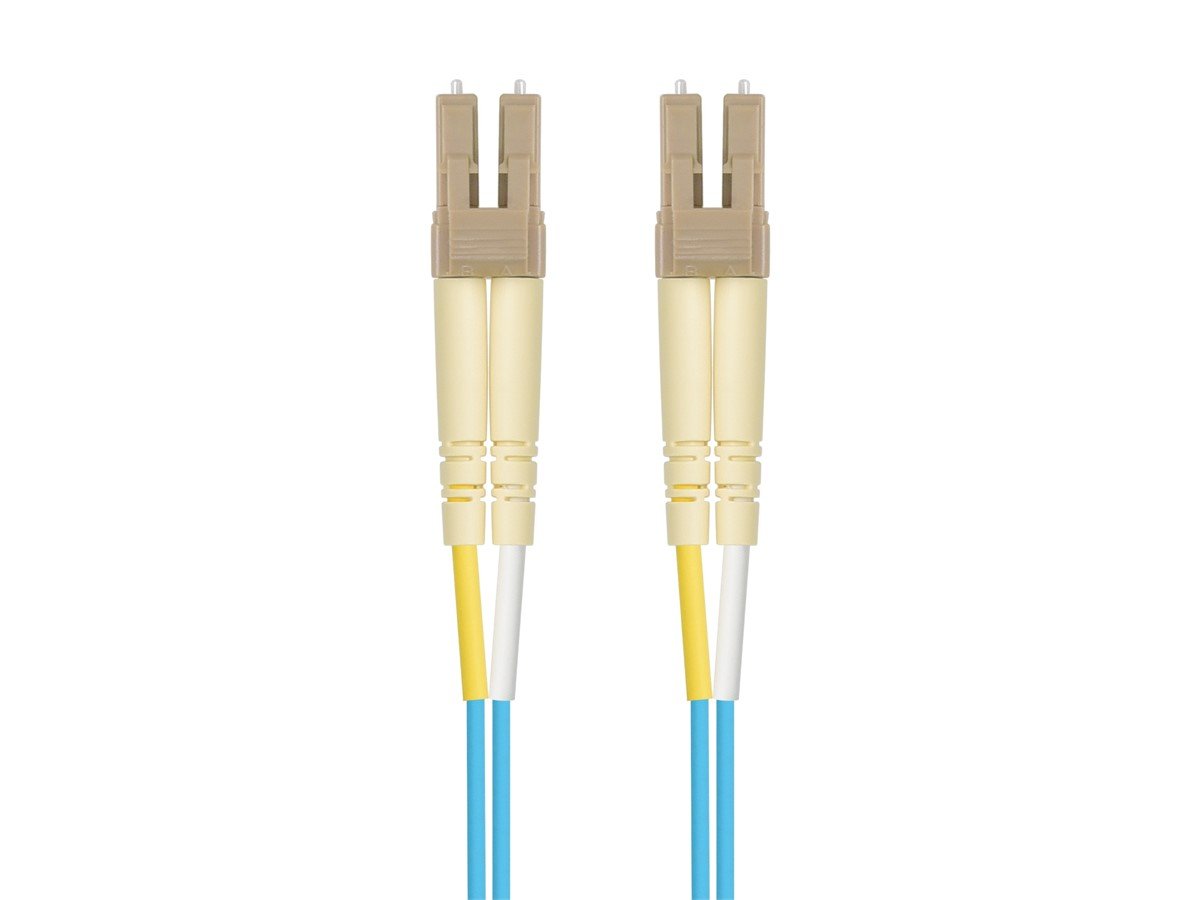 Monoprice Fiber Optic Cable - 3 Meter - Aqua | LC to LC, OM3, 50/125 Type, 10Gb, Duplex