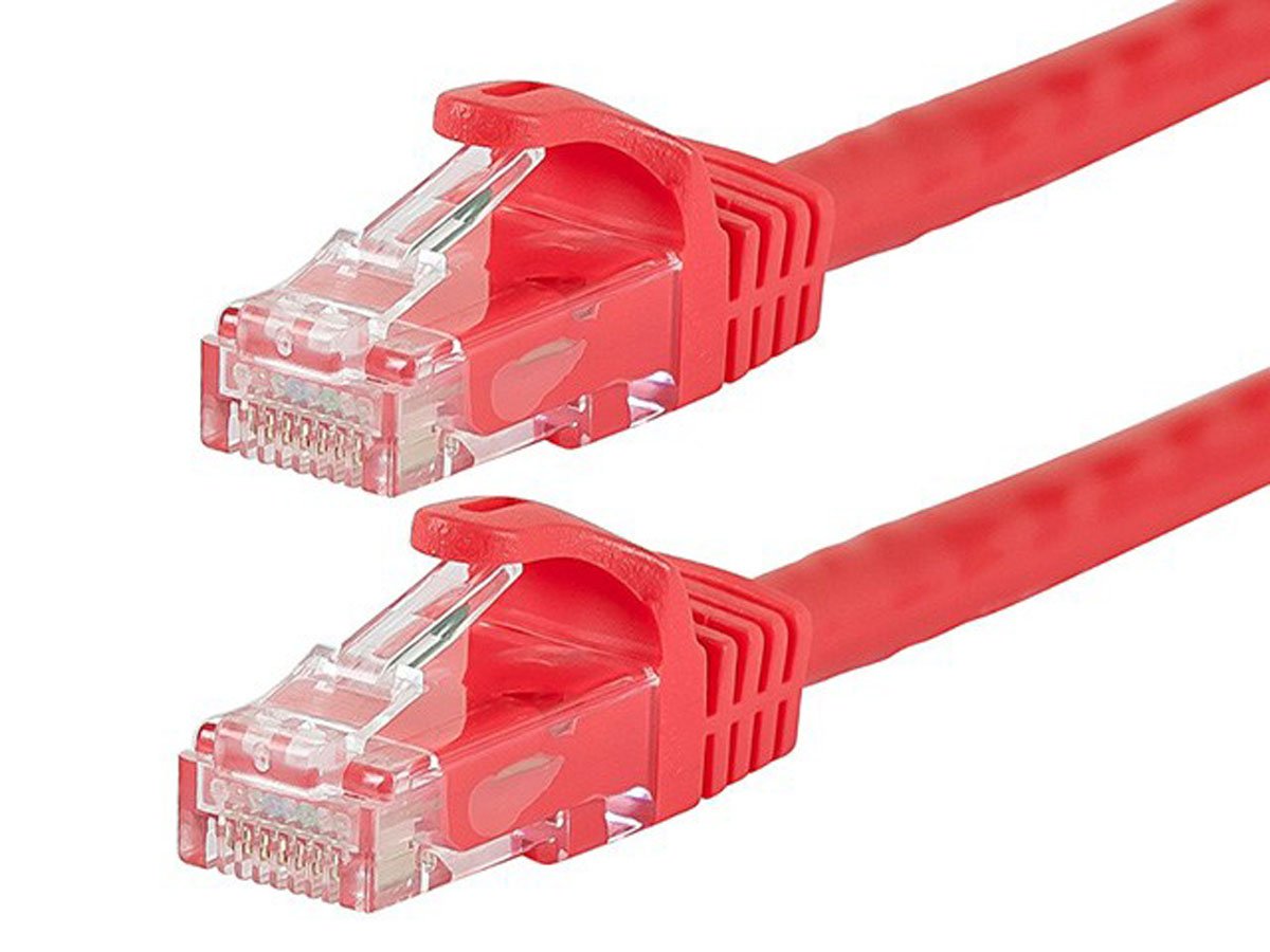 Monoprice Flexboot Cat6 Ethernet Patch Cable Network Internet RJ45 Stranded UTP 2ft Red