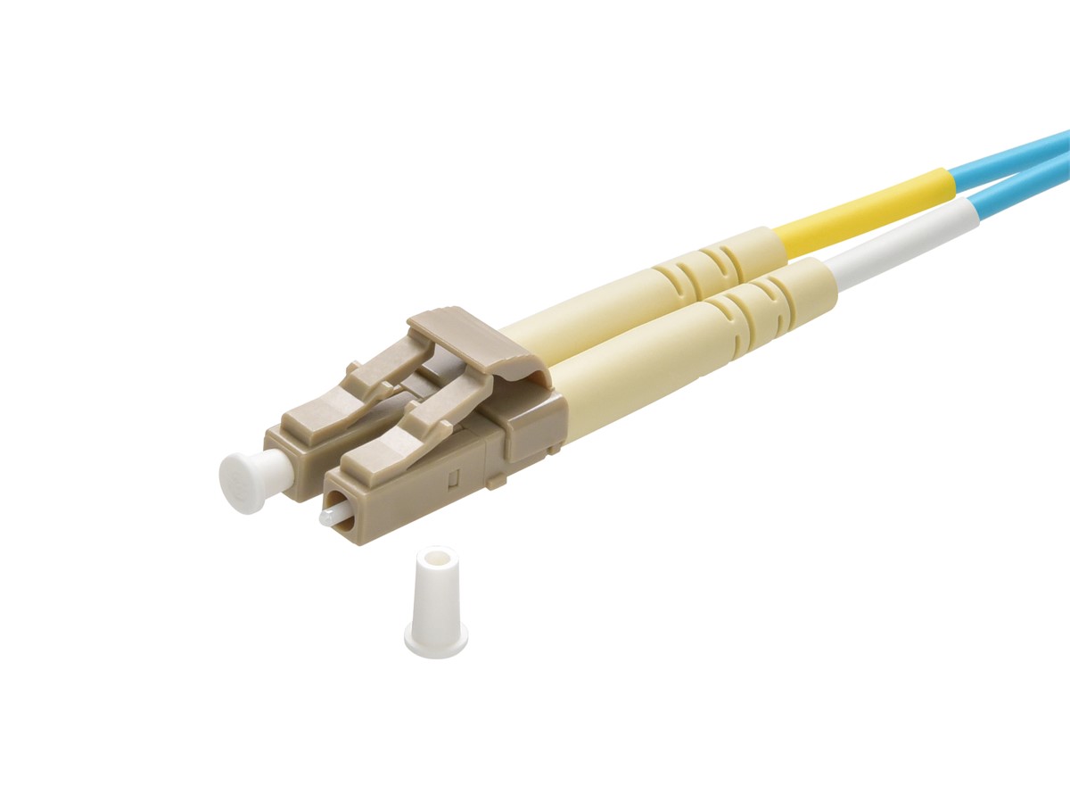 Monoprice Fiber Optic Cable - 3 Meter - Aqua | LC to LC, OM3, 50/125 Type, 10Gb, Duplex