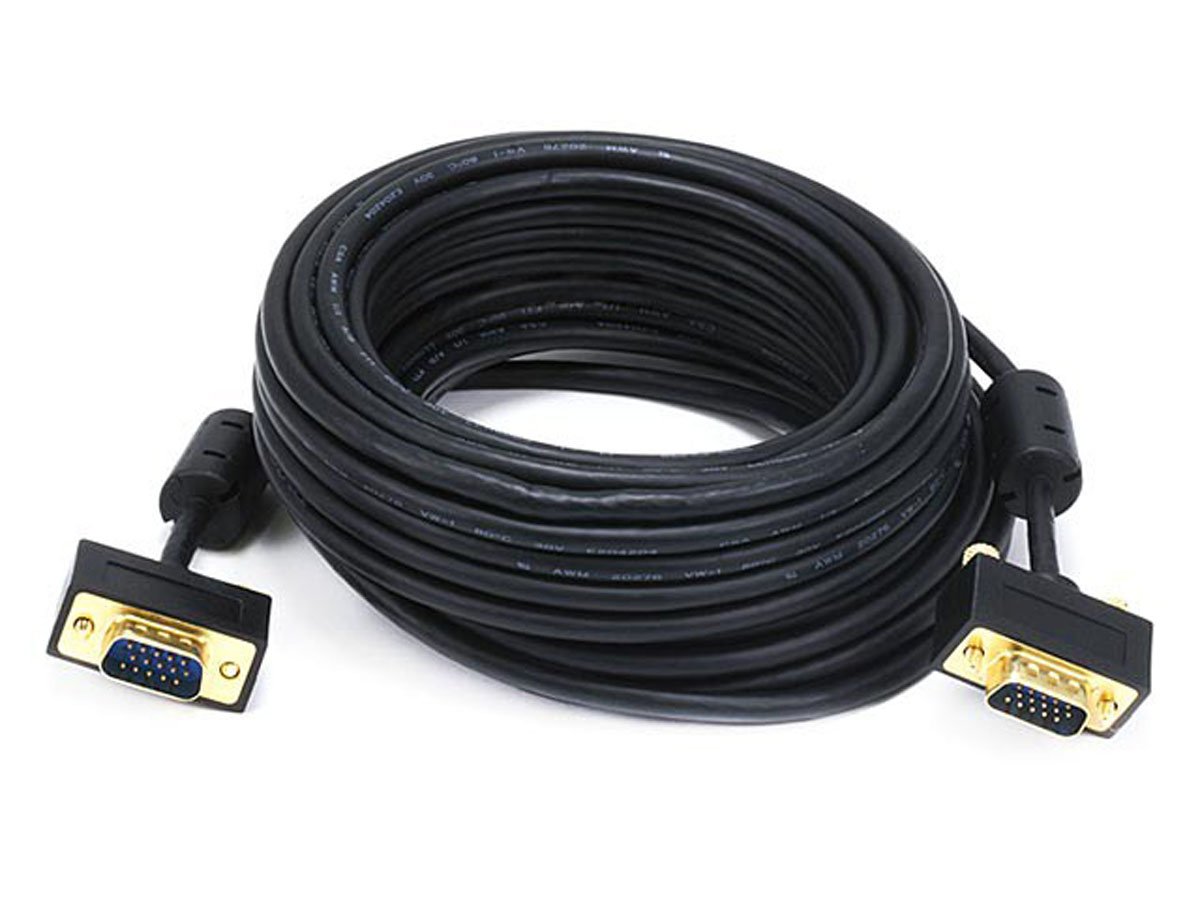 Monoprice Ultra Slim SVGA Super VGA M/M Monitor Cable - 35 Feet With Ferrites | 30/32AWG