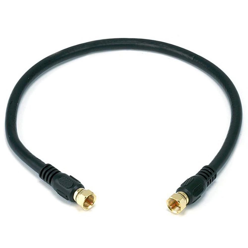Monoprice 1.5ft RG6 (18AWG) 75Ohm, Quad Shield, CL2 Coaxial Cable - Black