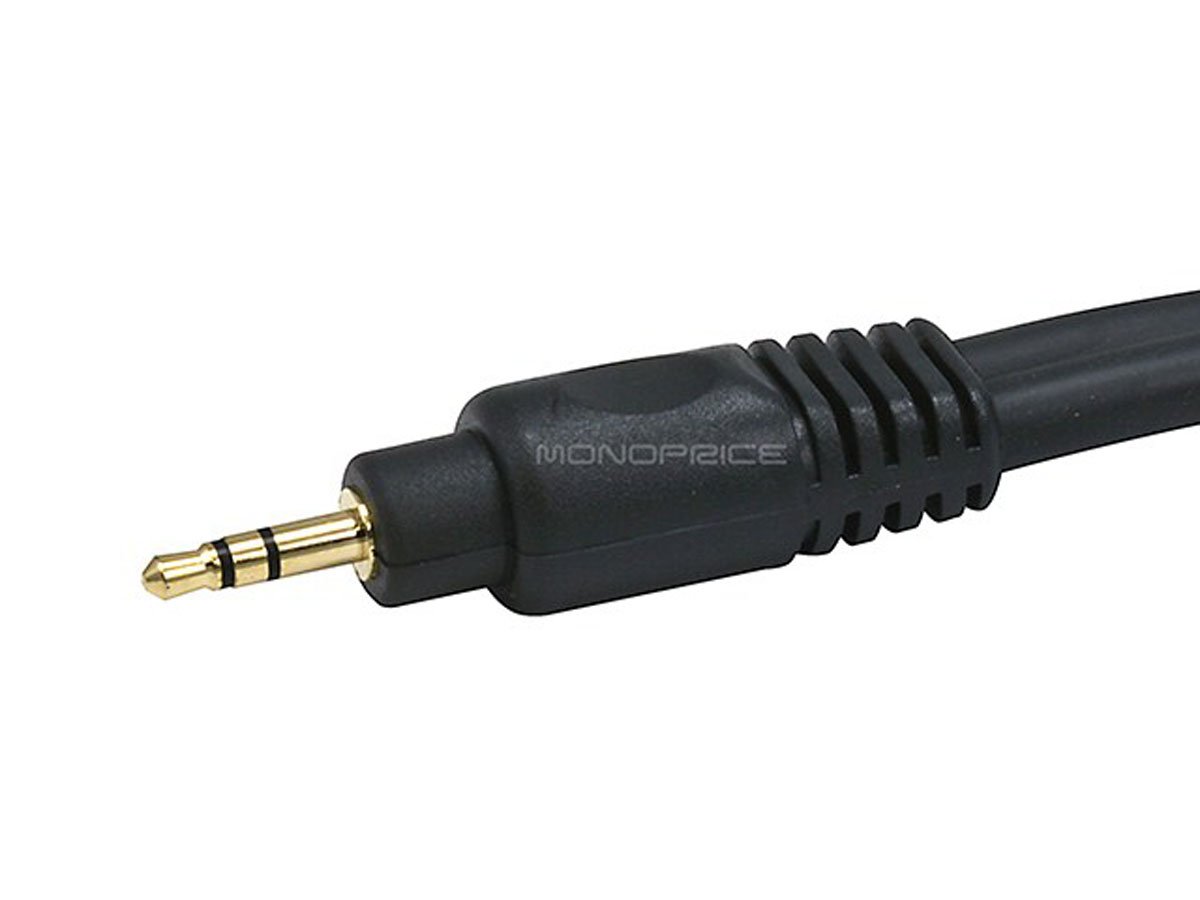 Monoprice 15ft 3.5mm Stereo Male to 2RCA Male 22AWG Cable (Gold Plated) - Black