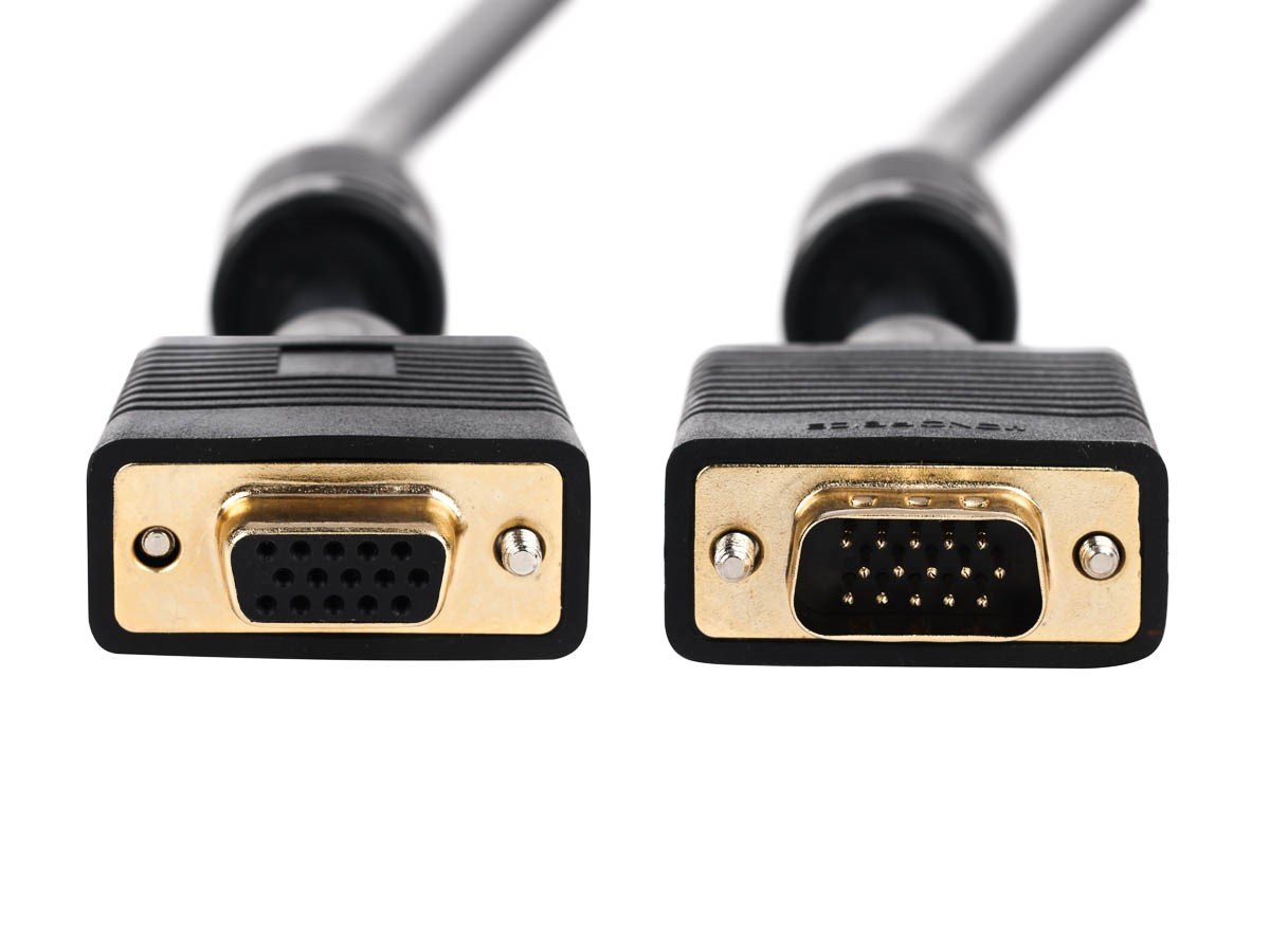 Monoprice Super VGA Cable - 10 Feet - Black | Male to Female Monitor Cable with Ferrite Cores (Gold Plated)
