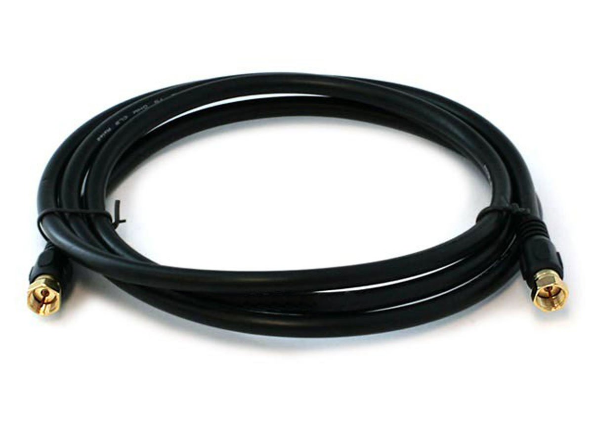 Monoprice 6ft RG6 (18AWG) 75Ohm, Quad Shield, CL2 Coaxial Cable - Black