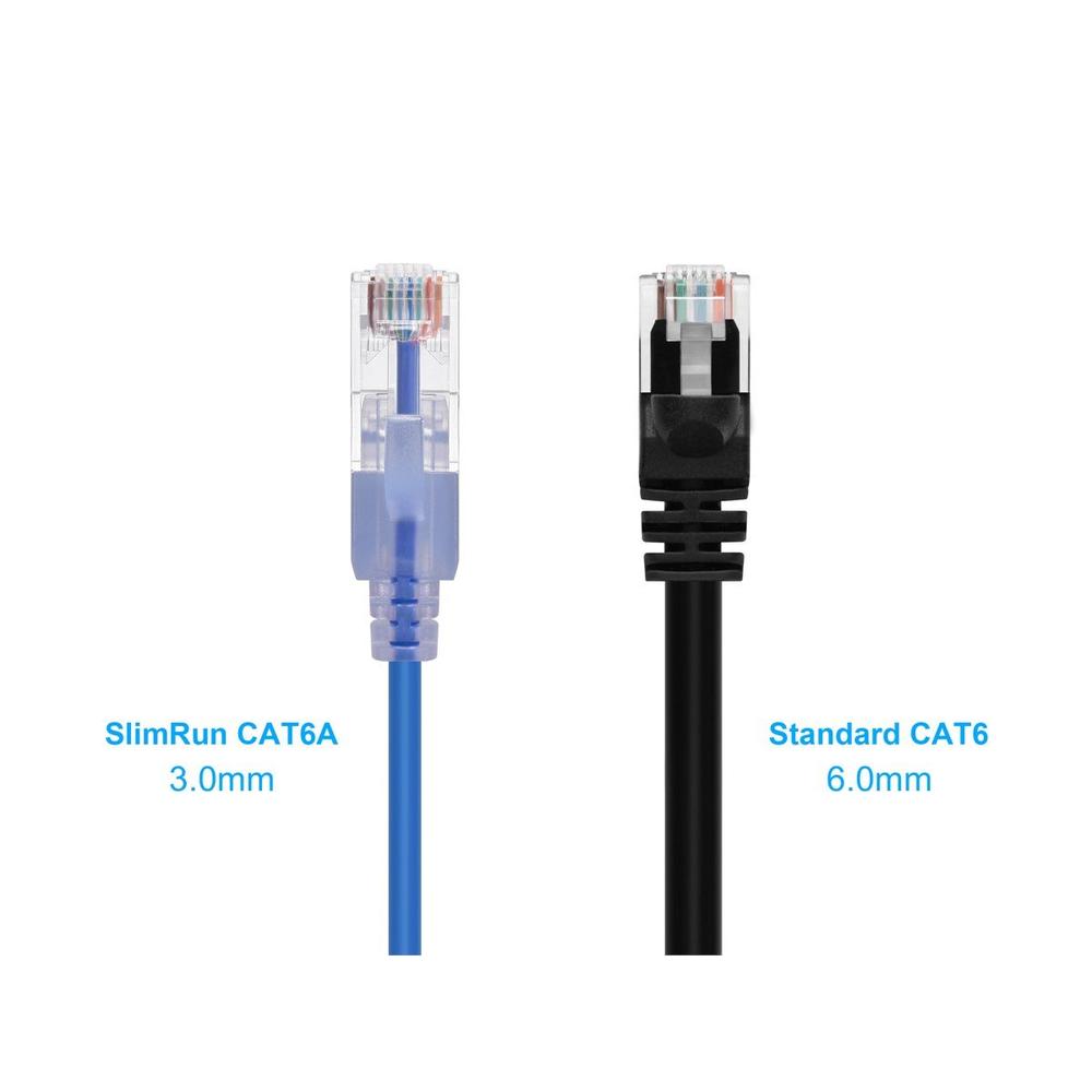 Monoprice SlimRun Cat6A Ethernet Patch Cable Network RJ45 Stranded UTP 30AWG 7ft Blue 10pk