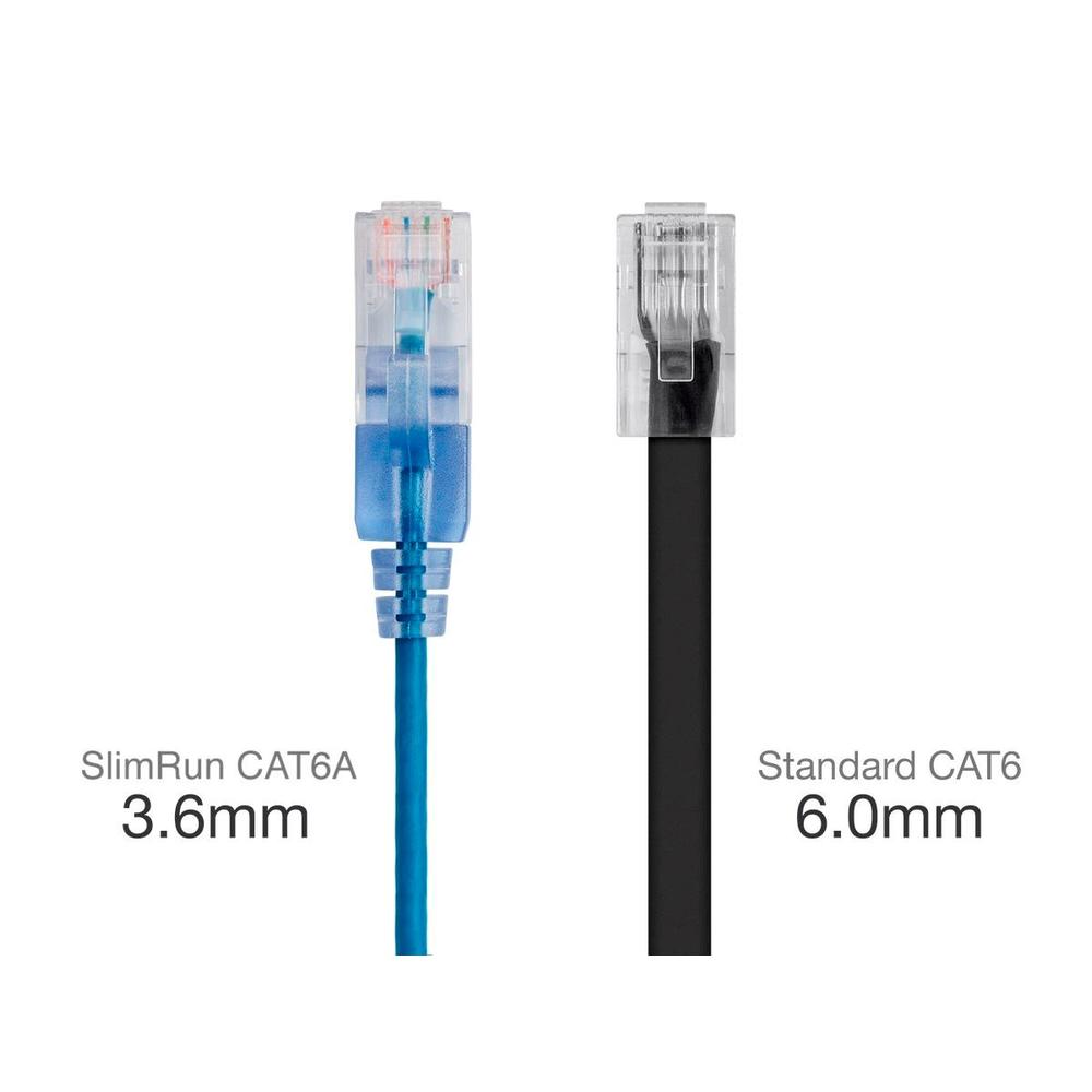 Monoprice SlimRun Cat6A Ethernet Patch Cable RJ45 Stranded UTP Wire 30AWG 3ft 10pk Multi