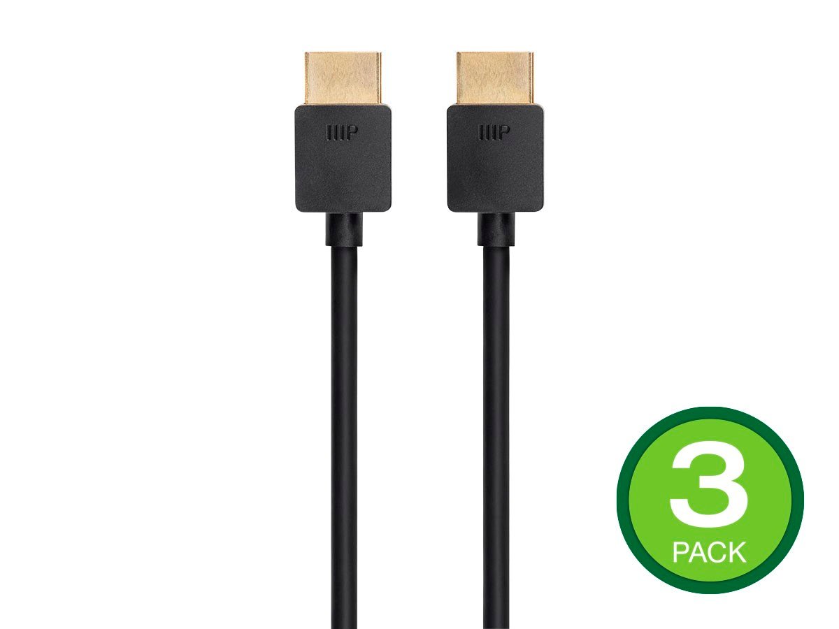 Monoprice Ultra 8K High Speed HDMI Cable - 3ft - Black (3-Pack) 48Gbps, 8K, eARC