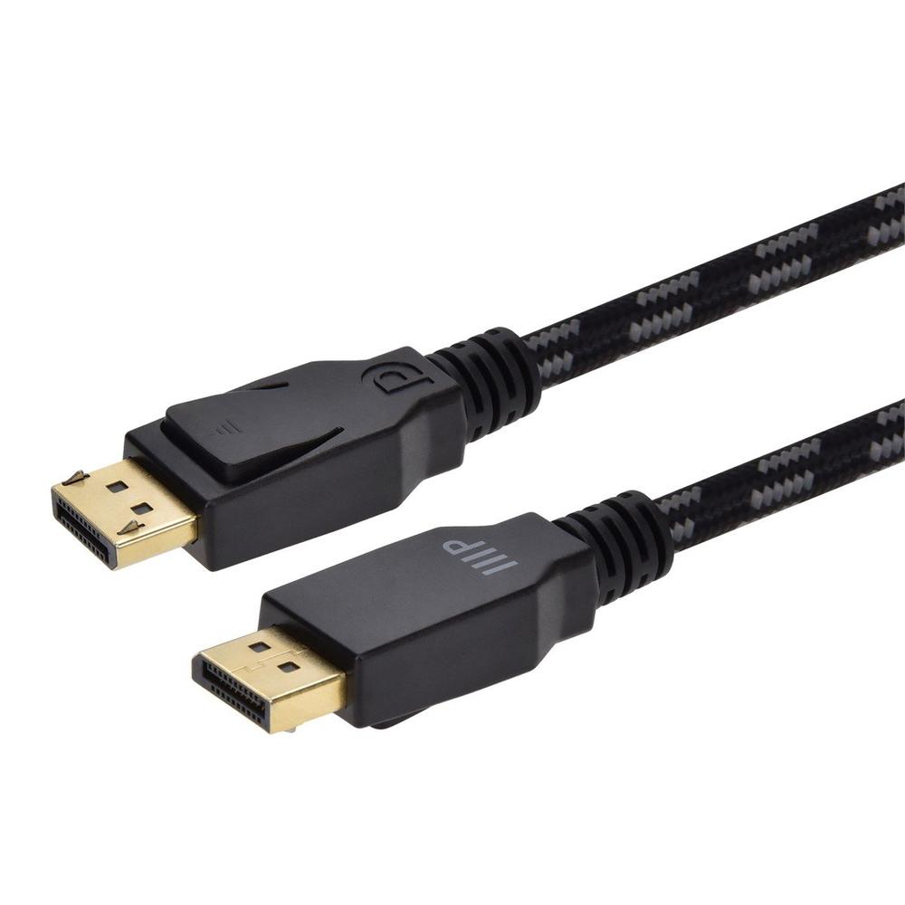 Monoprice Braided DisplayPort 1.4 Cable - 6ft - Gray, 8K Capable, Up To 32.4Gbps