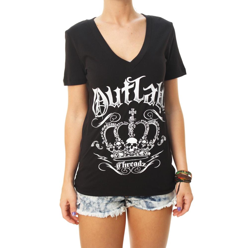 Outlaw Threadz Women's Royalty Short Sleeve V-Neck T-Shirt