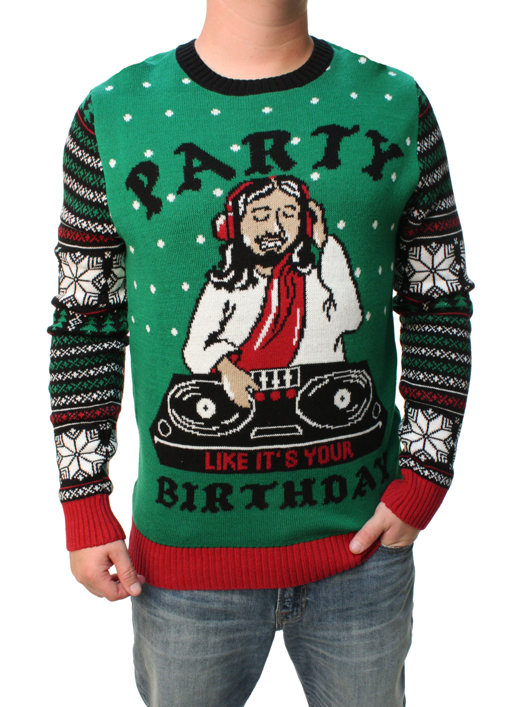 Ugly Christmas Sweater Men's "Party Like it's Your Birthday" Pullover Sweatshirt