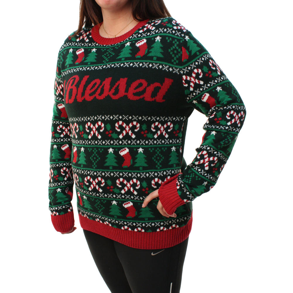 Ugly Christmas Sweater Plus Size Women S Blessed Sweatshirt Plus Size Christmas Sweater