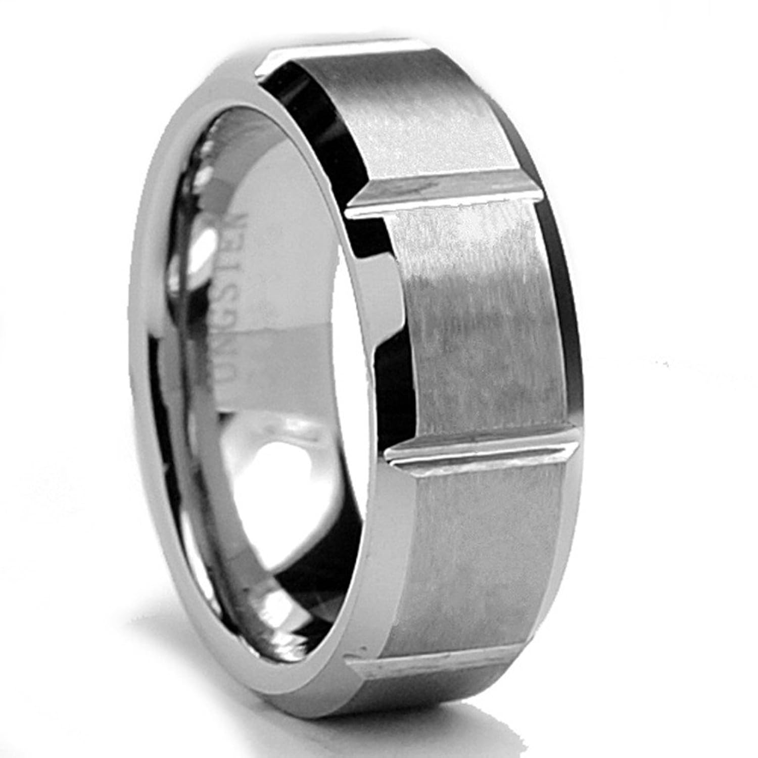 Men S Rings Sears King Will Men S Tungsten Ring Matte Vertical Groove 8mm Wedding Band 9 5