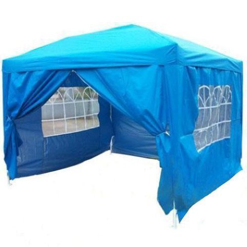 Quictent 10x10' EZ Pop Up Canopy Party Tent Wedding Gazebo Silvered Light Blue