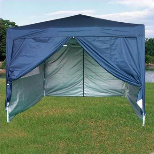 Quictent 10x10' EZ Pop Up Canopy Party Tent Wedding Gazebo Silvered Navy Blue