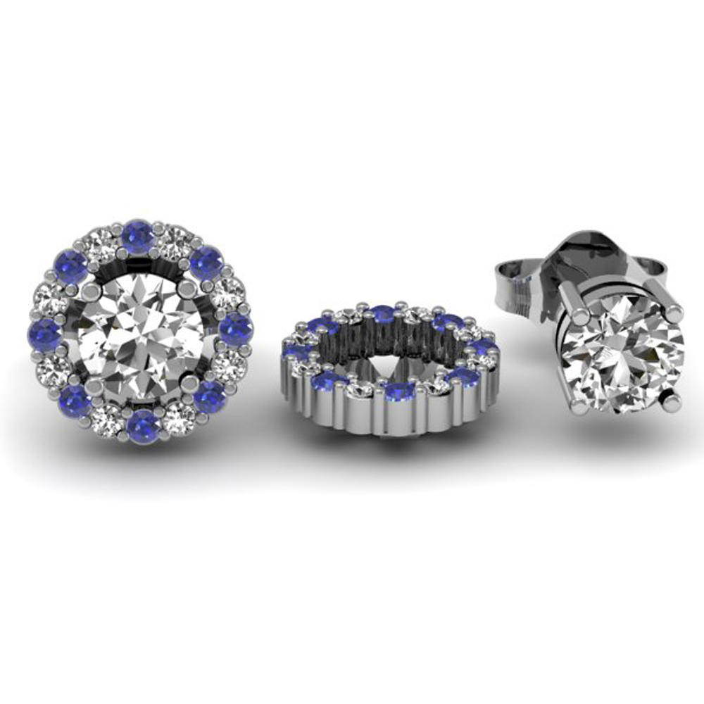 DazzlingRock 0.15 Carat (ctw) 14k White Gold Round Blue Sapphire & White Diamond Removable Jackets for Stud Earrings