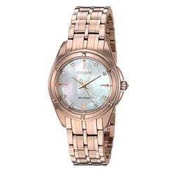 Citizen Women's  Prezia Diamond Accent Pearlized Rose Gold Watch EM0353-50D