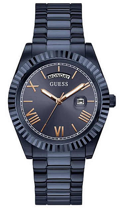 Guess Men's  Navy Classic Stainless Steel Day-Date Watch GW0265G9