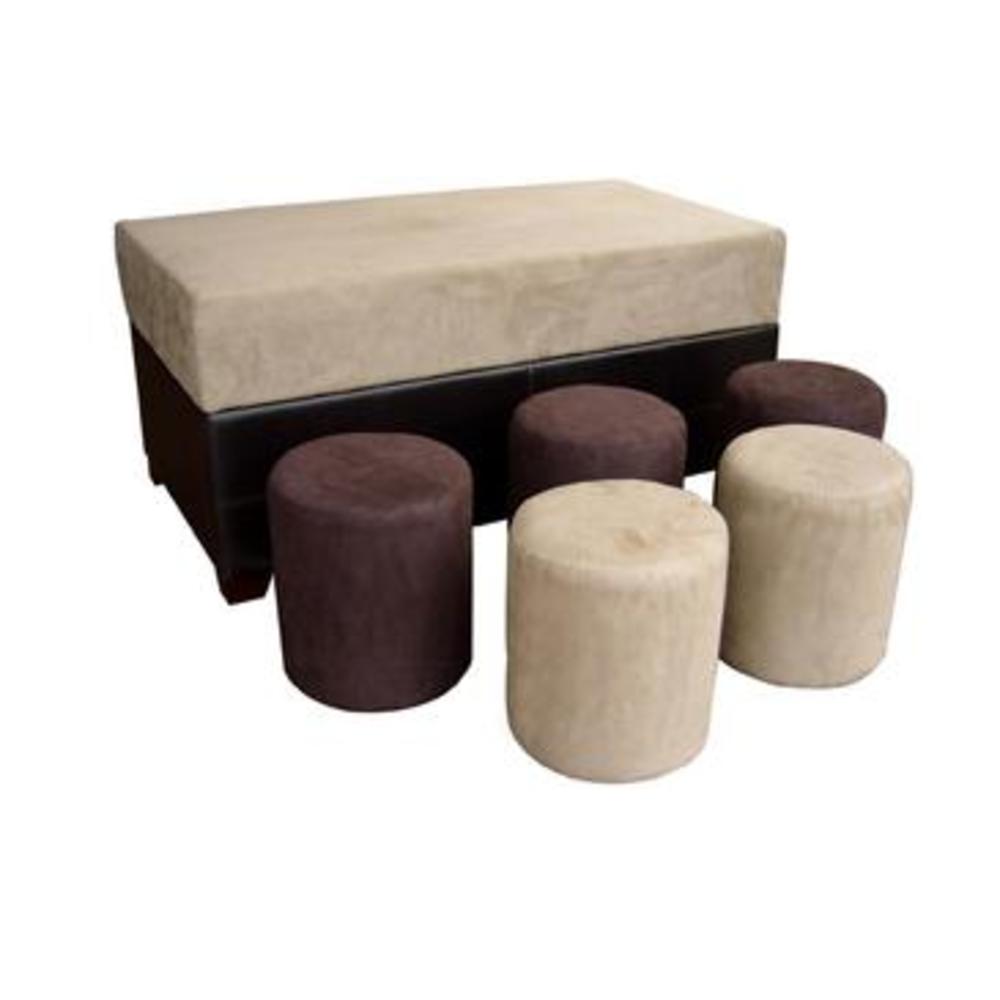 Ore International Ore Brown Shades Storage Ottoman With 5 Ottomans