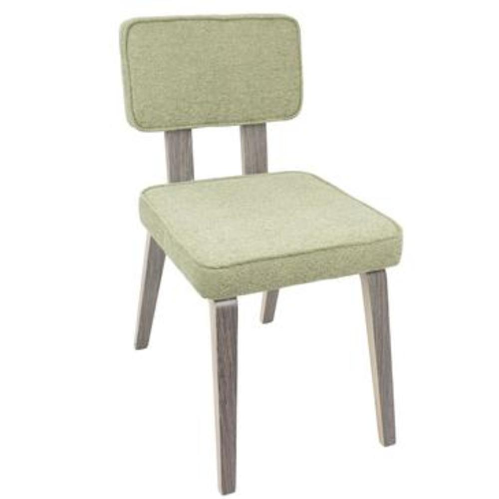 Lumisource Nunzio Mid-Century Modern Dining Chair in Light Grey Wood and Light Green Fabric