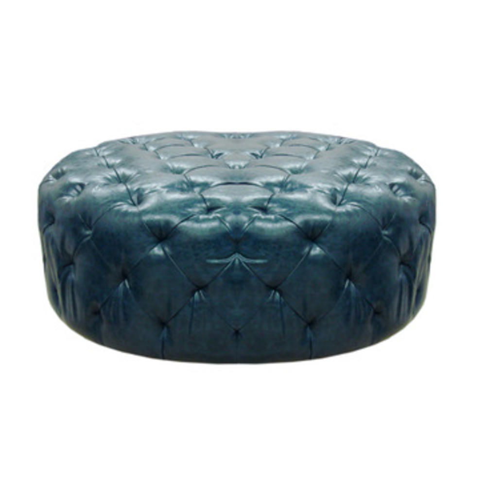 Armen Living Victoria Ottoman Ocean In Blue Bonded Leather