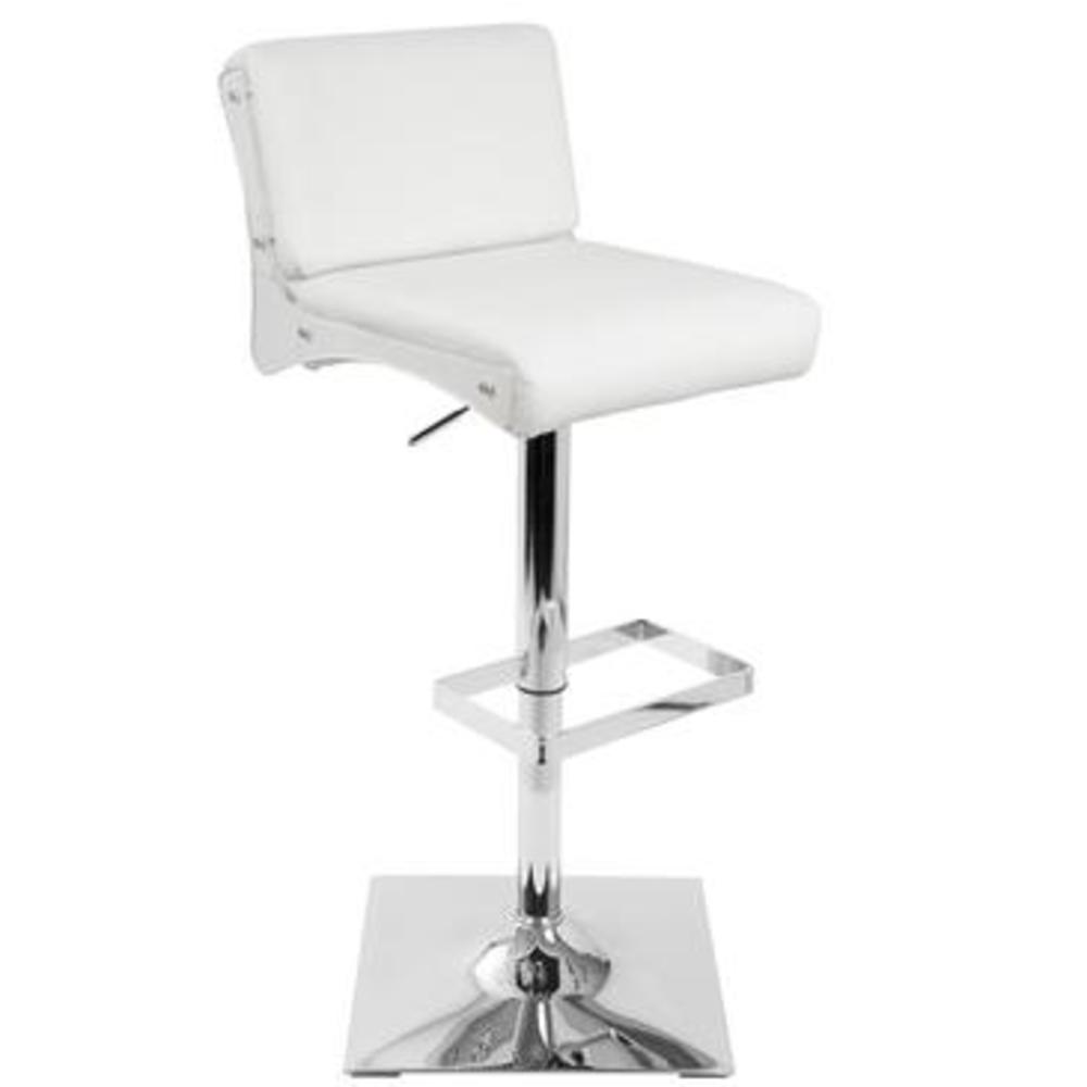 Lumisource eclair Contemporary Adjustable Barstool in White Faux Leather