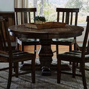 A America Furniture Dawson 48 Inch Round Pedestal Dining Table In Wire Brushed Timber Round Pedestal Dining Table, 48 Inch Round Pedestal Dining Table Set