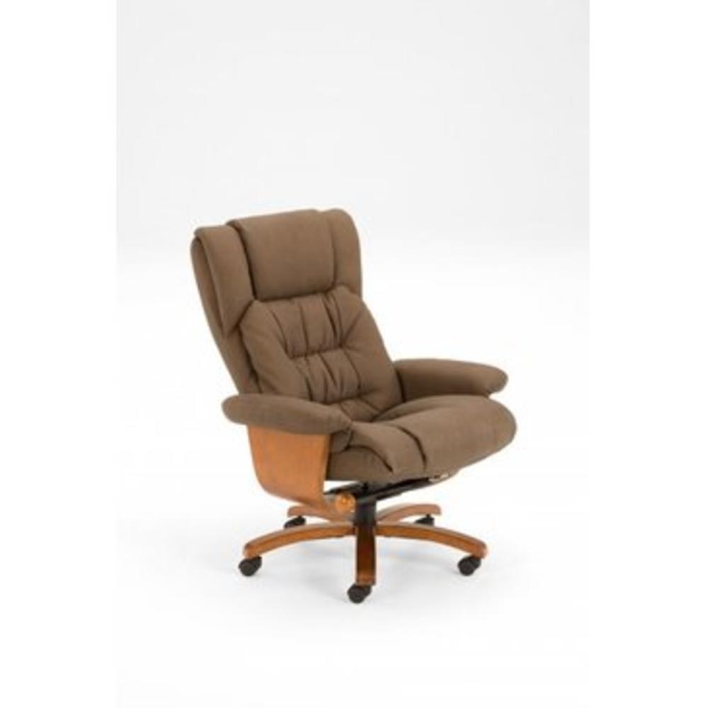 Mac Motion Chairs Oslo Chocolate (Brown) Nubuck Bonded Leather Swivel, Recliner with Ottoman