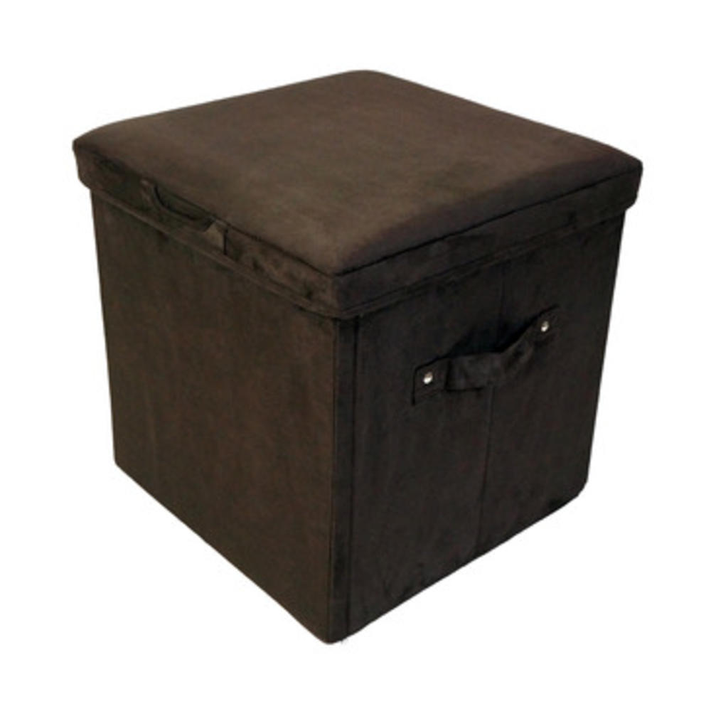 Yu Shan Seat Pad Folding Storage Ottoman with Micro Suede Cover In Brown