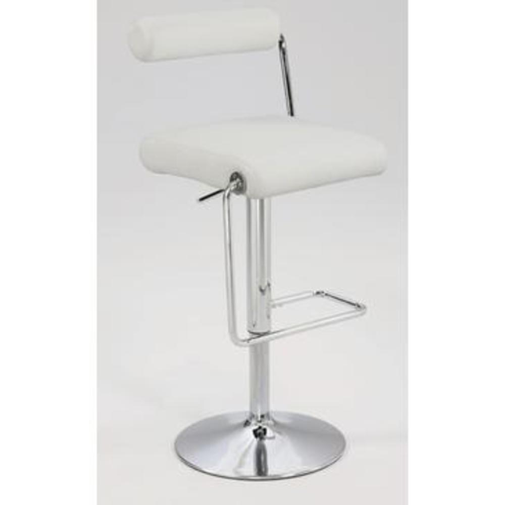 Chintaly 0979 Roll Back Pneumatic Gas Lift Adjustable Height Swivel Stool In White
