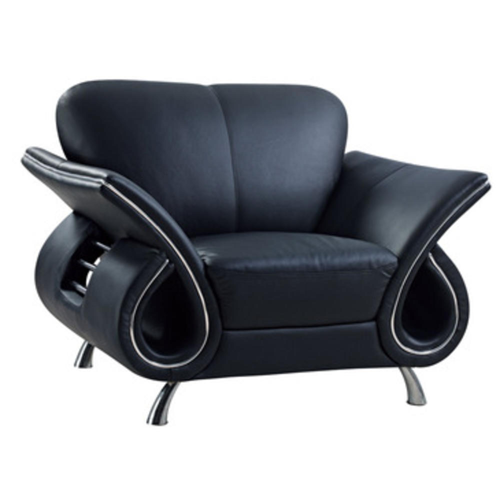 Global Furniture Global USA Charles Leather Chair in Black & Mahogany