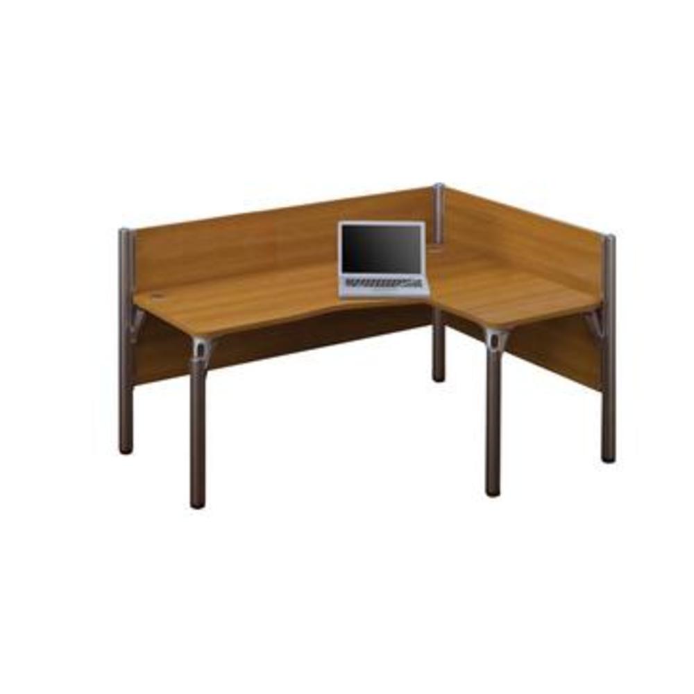 Bestar Pro-Biz 100855a-68 Single Right L-desk Workstation In Cappuccino Cherry With Glass Panels