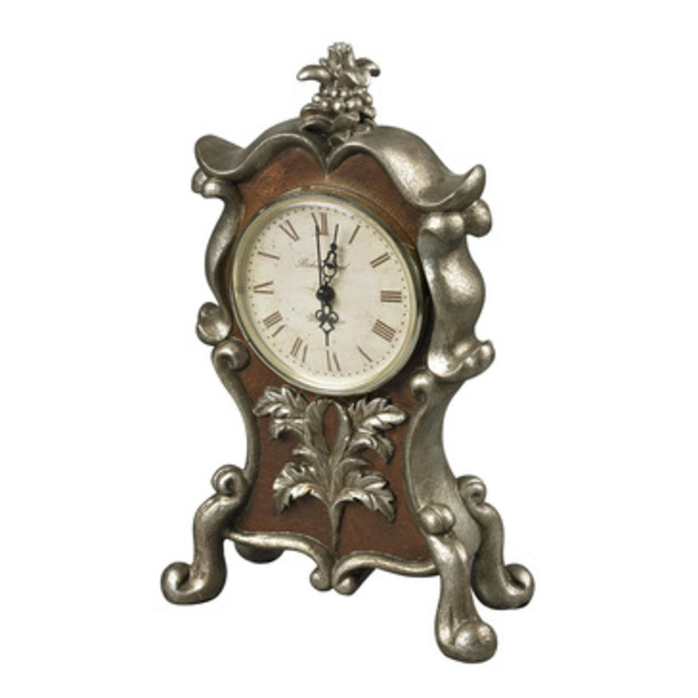 Sterling Industries 93-19322 Desk Clock In Antique Silver & Chestnut