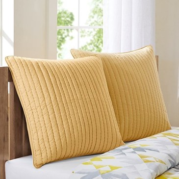Ink+Ivy Camila Quilted Euro Sham In Yellow [Set of 2]