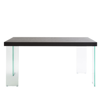 Euro Style Cabrio Collection Small Dining Table in Clear/Wenge