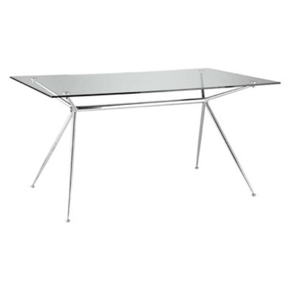 Euro Style Atos 66 Inch Rectangular Glass Dining Table w/ Chrome Base