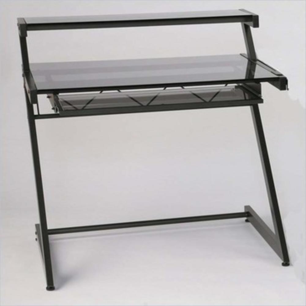 Euro Style Z Deluxe Medium Desk in Graphite Black & Smoked Glass Top