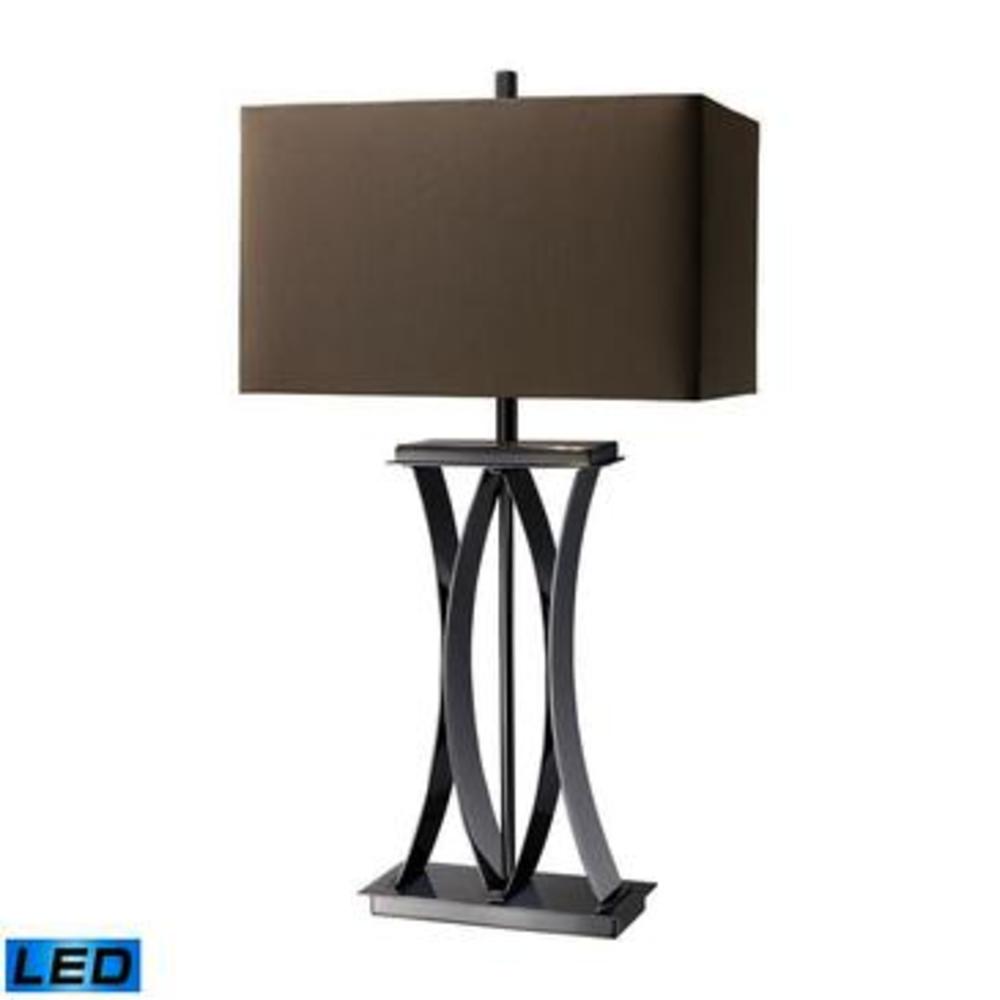 Dimond Joline LED Table Lamp In Chrome With Grey Faux Silk Shade