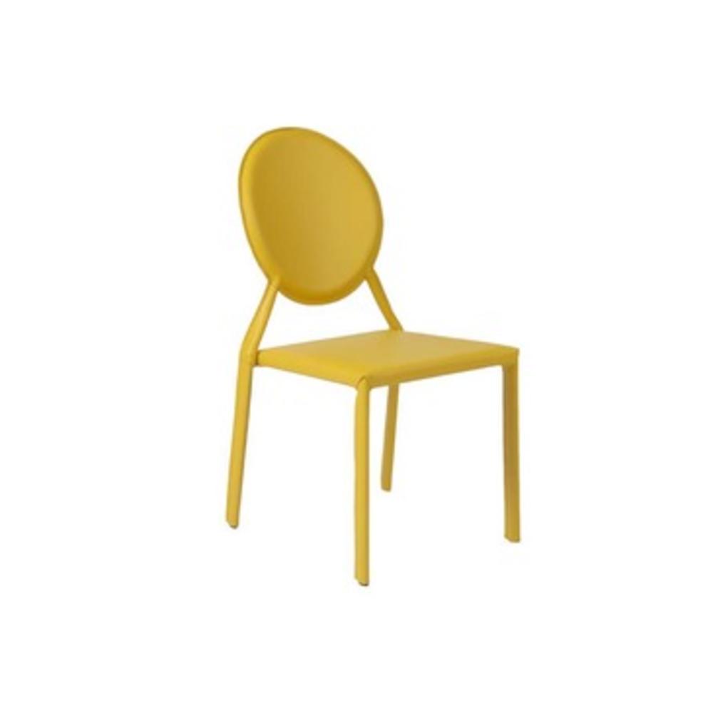 Euro Style Isabella Leather Stacking Side Chair in Yellow [Set of 2]