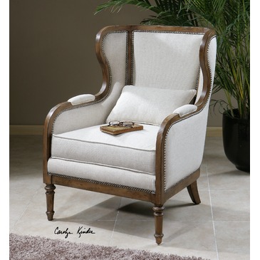 UtterMost Neylan Linen Wing Chair
