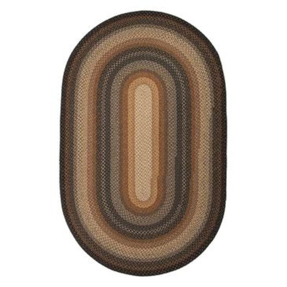 Jaipur Cotton Braided Oval Rugs Cocoa Bean Oval Rug In Black Olive And Sandstone 2 foot 3 inches X 3 foot 9 inches